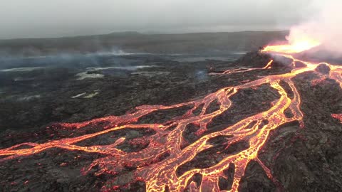 Iceland Geldingadalir Volcano August 14 video with drone