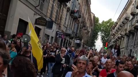 TURIN, ITALY Lockdown/Vaccine Passport Protest: "Keep your hands off the children"]