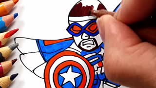 How to draw and paint Falcon Captain America Marvel