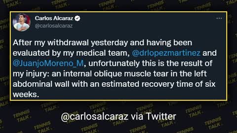 Alcaraz Withdraws Injured from ATP Finals 2022 | Tennis Talk News