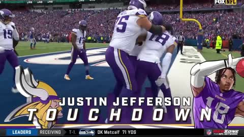 Justin Jefferson big catch & TD w fake injury celebration