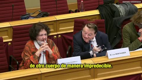 Luc Montagnier en audiencia ante el Parlamento de Luxemburgo.