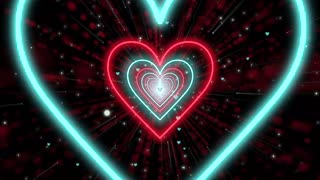 012. Heart Tunnel❤️💙Heart Background Neon Heart Background Video [4 Hours]