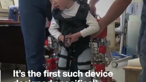 Robotic exoskeleton helps kids with disabilities learn to walk.