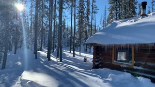 Outside Swampy Shelter Log Cabin – Central Oregon – Swampy Lakes Sno-Park – 4K