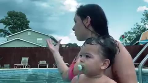 Let's play with my baby in swimming poll vlog by hariel ferari