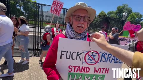 Supporter of Hamas speaks outside the White House