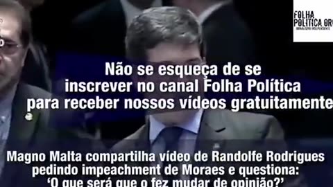 Magno Malta divulga vídeo de Randolfe Rodrigues pedindo impeachment de Alexandre de Moraes