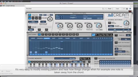 Following Chord Progressions in Kirnu Cream Arpeggiator Using the Chord Memory & Sequencer Tab Features