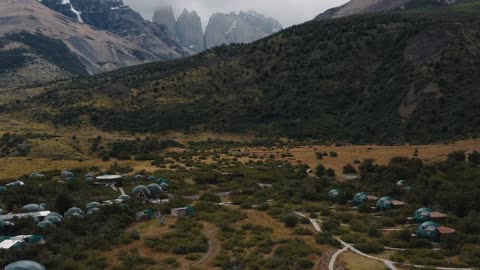 Igloo tents near the mountains