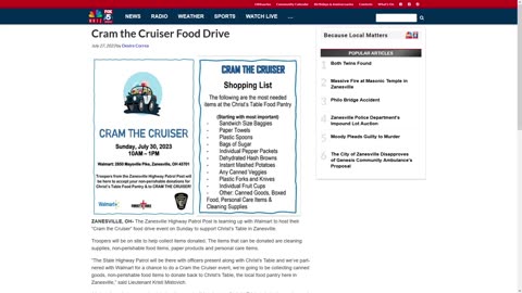 Cram the Cruiser Food Drive in Zanesville, OH on Sunday, July 30
