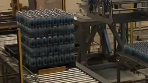 Wrapping & palletizing line for mineral water bottles #packmachine #waterline #conveyor #palletizer