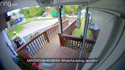 Ring Camera Catches Act of Kindness, as Sanitation Worker Helps Elderly Woman