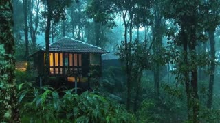 Deep Sleep Immediately with Noise of Rain and Thunderstorms in the Rainforest