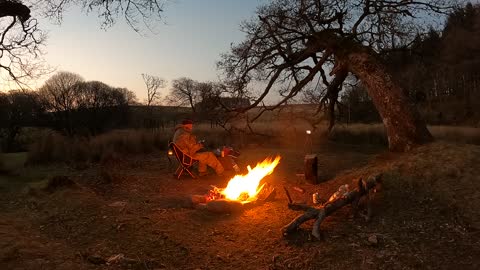 Byvthe campfire from night to sunset. Nightlapse. GoPro