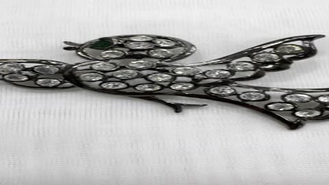 Gunmetal Plated Bird Brooch (2.25” x 1.75”). Made with Swarovski Crystal. Gift