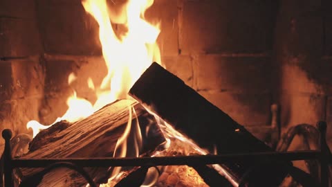 Split Logs In The Fireplace