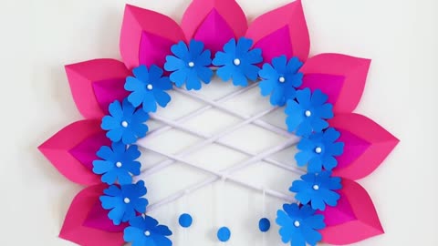 Paper flower wall hanging tutorial - Easy paper wall decoration ideas