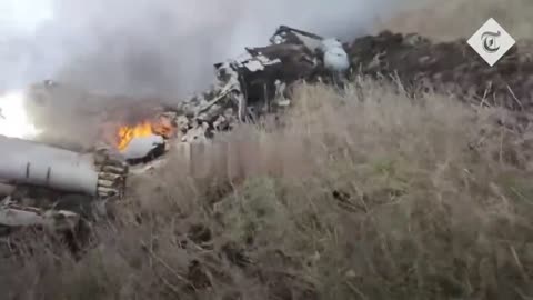 Russian helicopter destroyed by surface to air missile in Ukraine