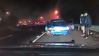 Police dash cam captures insane high-speed collision