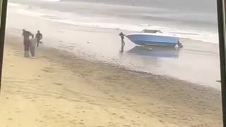 Carlsbad California - a Group of men Storm the Beach and Disperse Throughout the City