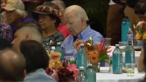 Sleepy Joe Appears to Nod off During Hawaian Ceremony Honoring the Mauifire Victims