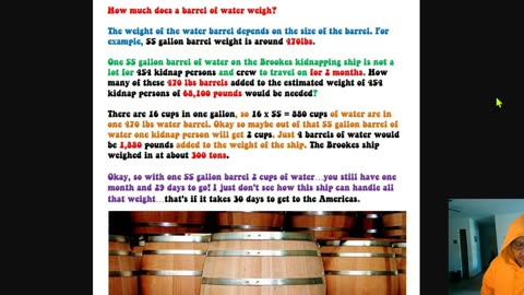 How much does a wooden barrel of water weigh to give water to over 400 so-called slaves?