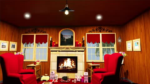 Red Toy Room With Fireplace