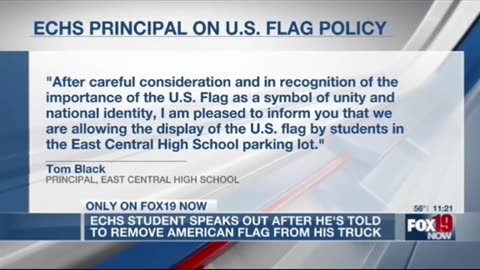 Indiana School tells student to remove American flag from his truck.