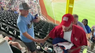 Man Unfurls Massive "Trump Won" Sign at Baseball Game and Shouts "Our Election Was Stolen!"
