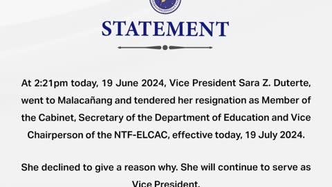 BREAKING_ VP SARA NAG RESIGN