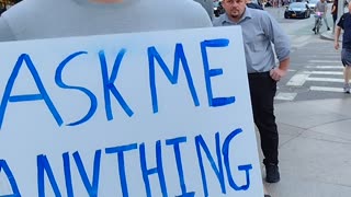 "Ask Me About Anything in the Universe!" Sign in NYC...so I asked him something!