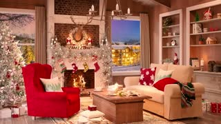 snowy winter christmas jazz sound in cozy room