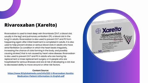 Generic Rivaroxaban (Xarelto) 20 mg cost online