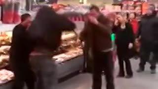 CRAZY 2 on 1 Fist Fight Breaks Out inside a Wisconsin Walmart - Street Fight Rockem Sockem Rejekts