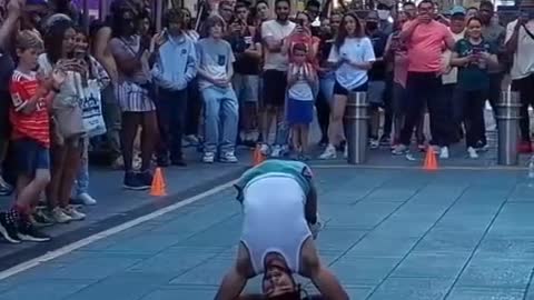 New York street entertainers performing street dance