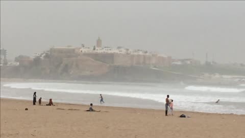 Salé Beach/ Oudayas Kasbah/ Bouregreg river mouth/twin cities Rabat and Salé