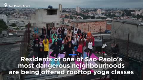 Watch: Free rooftop yoga on offer in Brazilian favela
