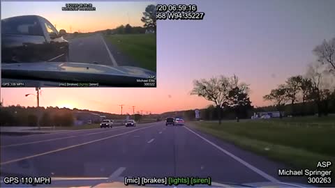 Arkansas State Police Cruiser Goes Airborne (25 ft high) after 109 MPH Pit Maneuver