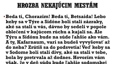 Poznanie Biblie - (103) - Evanjeliá, XI (Zvyšné Ježišove poučenia, I - minulosť-hriech)