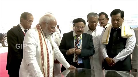 PM Modi visits an exhibition during launch of development projects in Kochi, Kerala