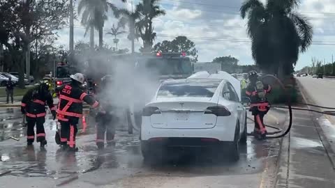 Electric Vehicle Fire Caused By Hurricane Ian Damage Ties Up Firefighters For Days