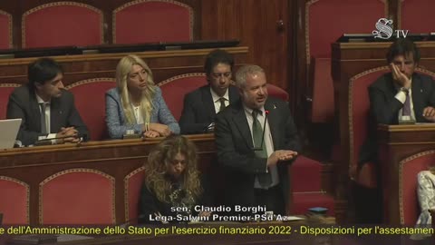🔴 Sen. Claudio Borghi in Aula in dichiarazione di voto per il rendiconto finanziario dello Stato.