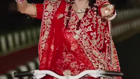 Indian wedding lehenga & Indian girl cycling Bollywood song