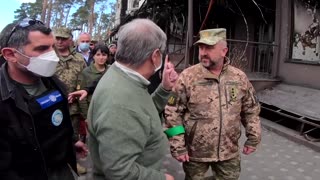 UN chief visits Ukraine's war-torn towns