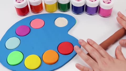 How to Make Rainbow Art Palette and Color Brush with Play Doh