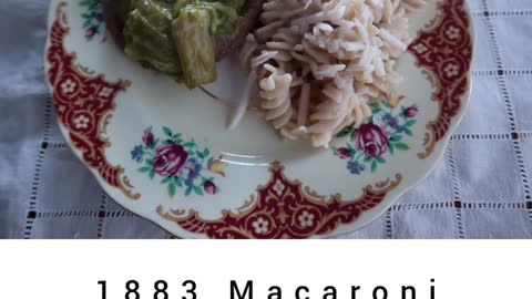 1883 Luncheon: Beet Salad, Apple Tea, Macaroni with Onion Sauce, Apple Scallop