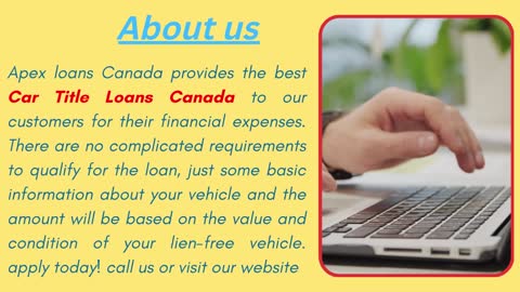 Get the best Car Title Loans Canada with apex loans Canada