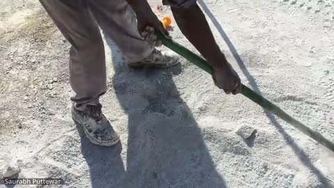 Rocks are blasted in this manner in open pit and underground mines.