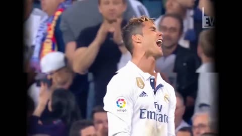 The reaction of two football mega stars when they score a goal
